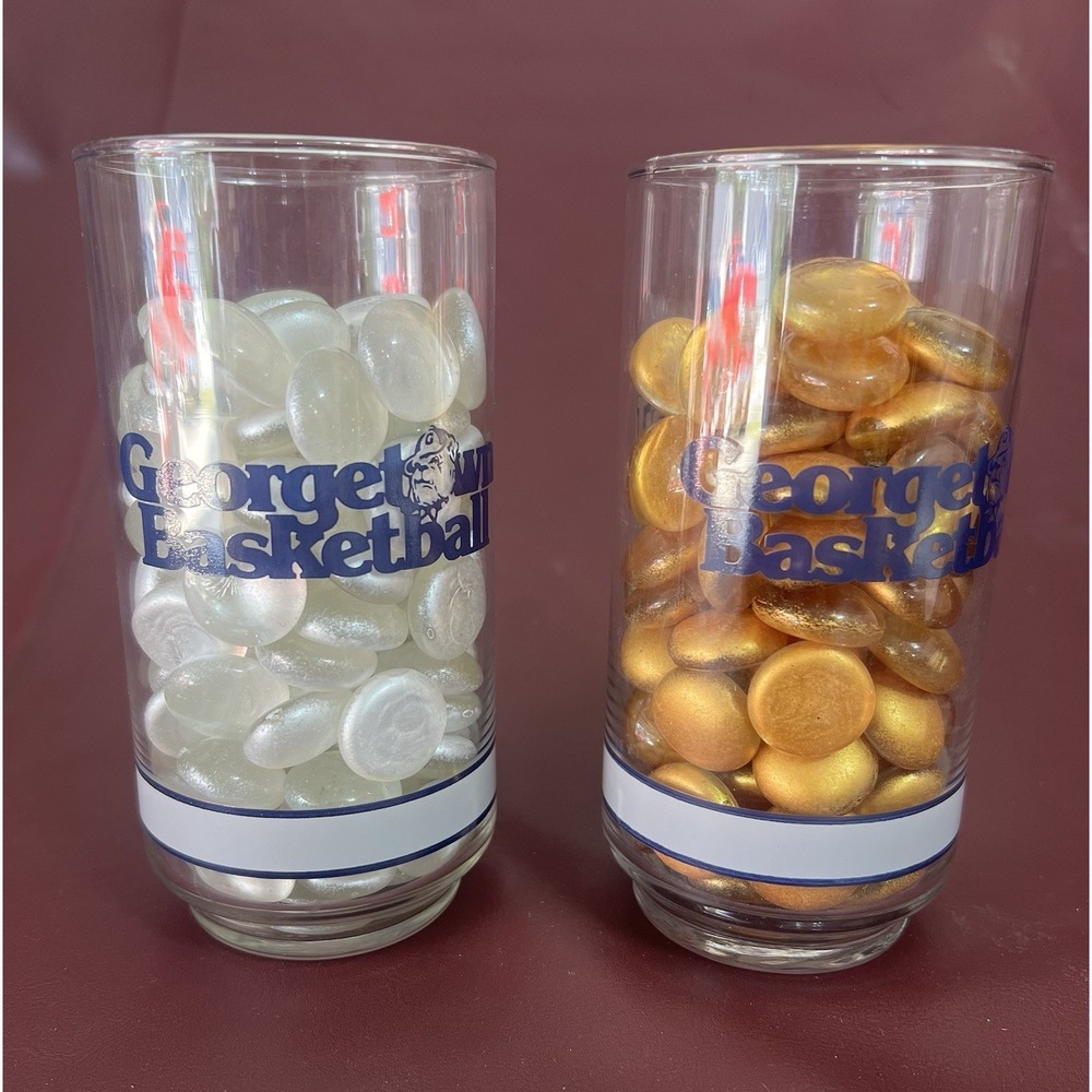 NCAA -Set Of 2 Georgetown Basketball Big East Basketball drink glass - Getty Oil